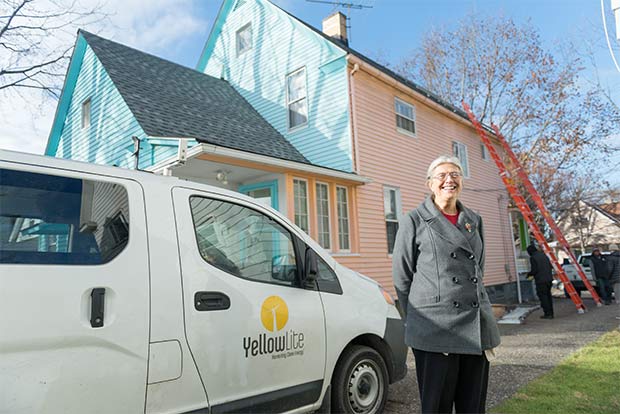 A solar installation at the home of Virginia Goeth in Slavic Village